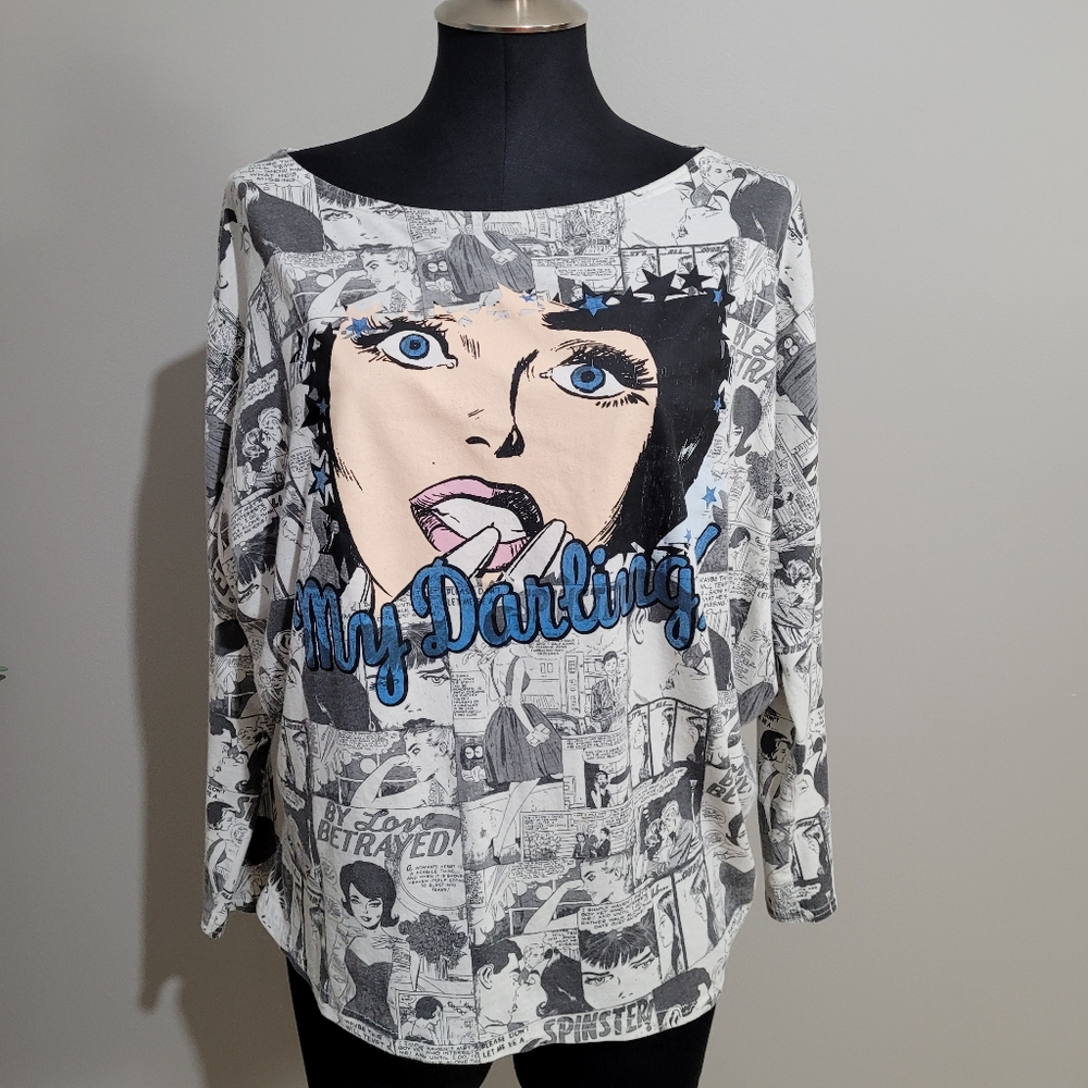 My Darlings Marvel long sleeve comic print pop art tee